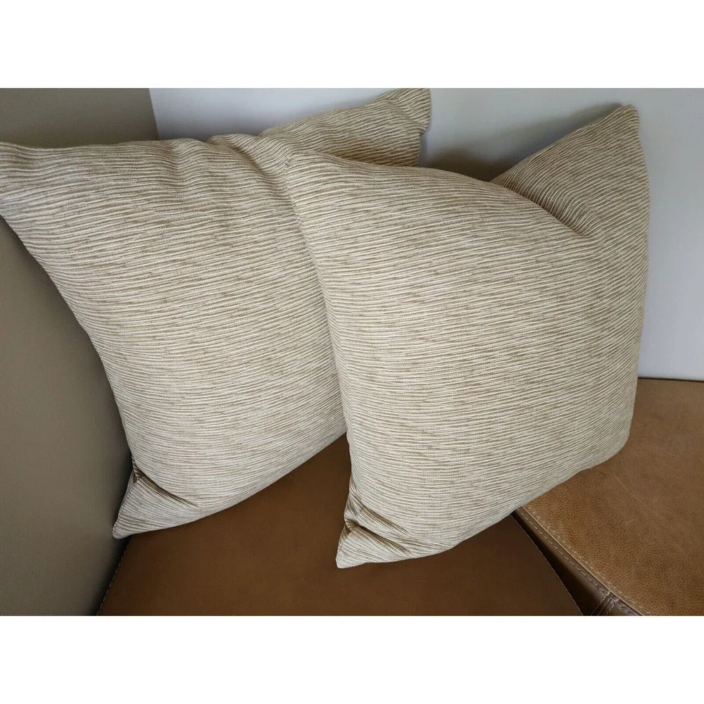 2 -‎ Roth & Tompkins Woven 20x20 Throw Pillow Covers Zippered Toffee Damask NEW
